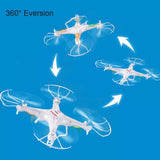 White RC quadcopter drone with four propellers