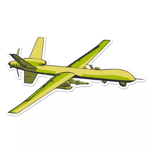 Green drone vinyl decal sticker with propeller wings