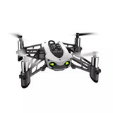 Parrot mini quadcopter drone with four arms and green LED lights