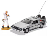 Diecast DeLorean car toy with astronaut figure, 1:36 scale