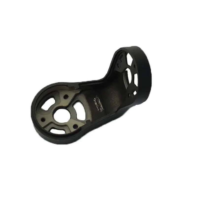 Gimbal y-axis lower bracket for drone, dark metal mounting arm with holes
