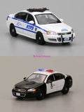 Police sedan model diecast metal car toy set, white NYPD and black LAPD