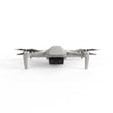 Mini quadcopter drone with front camera and four gray arms, 3-axis gimbal visible