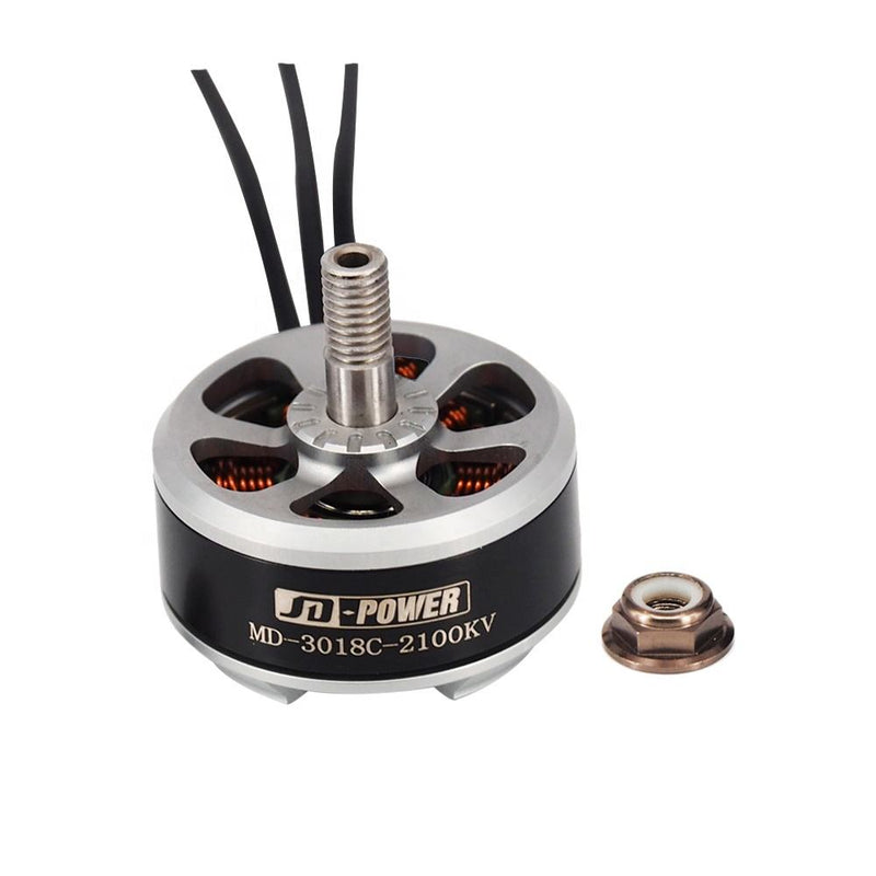 JD-POWER MD 3018C 2100KV brushless drone motor, black/silver, with wires