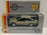 GAMA mini Opel Senator 1:43 diecast model car, beige with teal interior, in display box
