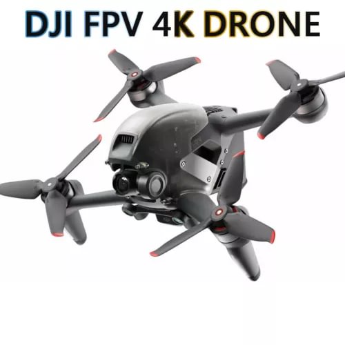 DJI FPV 4K drone with four gray propellers and camera module