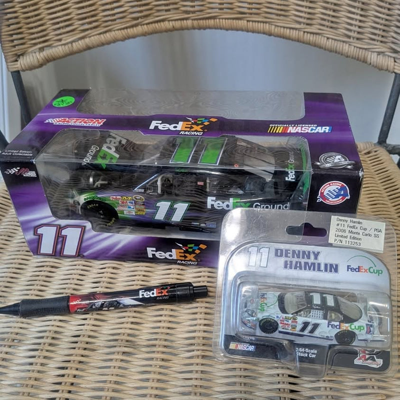 NASCAR #11 FedEx die-cast car set with 1:24 and 1:64 blister packs
