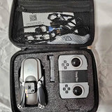 Tiny drone kit in black zip case with compact controllers