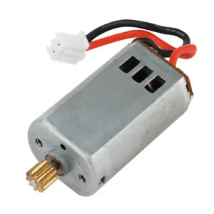 Electric motor with gray body, wiring harness, and small metal gear