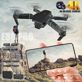Professional Drone With 4K HD Dual Camera WiFi FPV Foldable Quadcopter &4Battery Drone