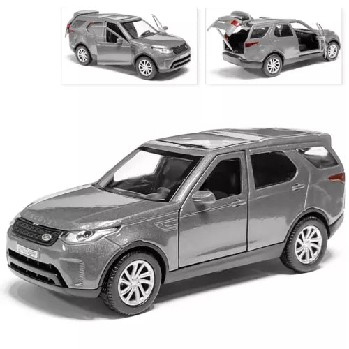 Silver diecast SUV model car, front three-quarter view