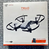 DJI Tello quadcopter drone with 5MP camera, shown in retail box packaging