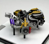 1:18 VMB Huayra engine system diecast metal car model, yellow and purple engine details