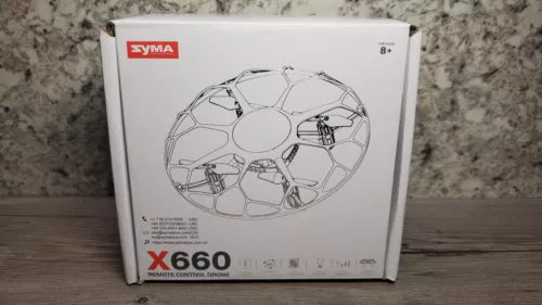 SYMA X660 mini drone box with top-view quadcopter graphic