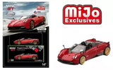 Mini GT Pagani Huayra Roadster red diecast roadster model with wheels and front details