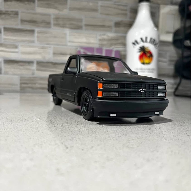 1992 Chevrolet 454 SS diecast pickup, black front with orange lights