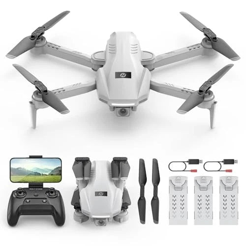 Holy Stone quadcopter drone with four gray propellers, white body