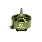 Flash Hobby outrunner brushless DC motor, olive green with mounting shaft and vents