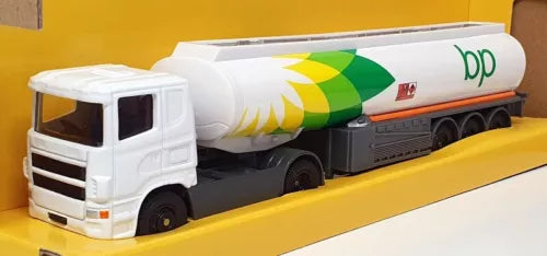 White diecast tanker truck with multicolor dp logo and detailed cab