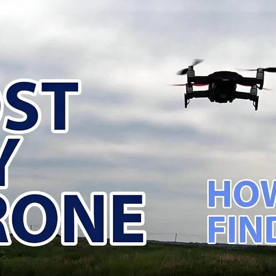 Black quadcopter drone with four propellers and front landing gear