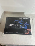 DMES jet drone retail box with controller and blue drone graphic
