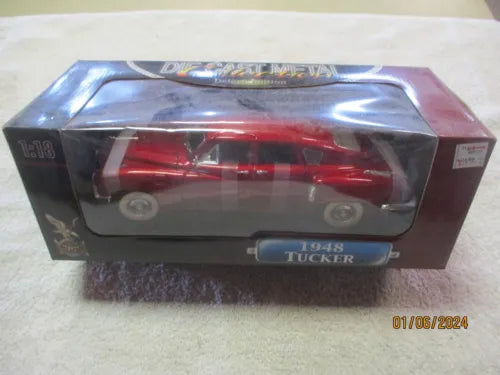 1:18 scale red 1948 Tucker diecast model car in clear display box