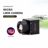 ContrastTech Micro LWIR thermal camera with front lens, black housing