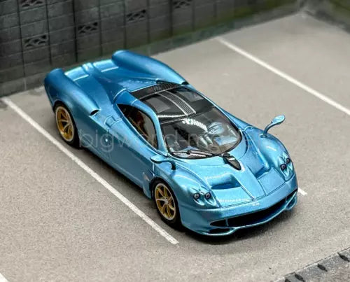 Ice blue 1:64 scale diecast racing sports car with front 3/4 view