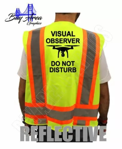 VISUAL OBSERVER DRONE CO-P HI-VISIBILITY SAFETY GREEN VEST REFLECTIVE STRIPS NEW Drone