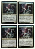 Four Magic: The Gathering drone incubator trading cards with creature artwork