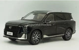 1/18 scale black diecast SUV model car with front three-quarter view