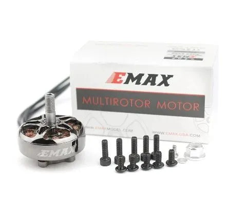 EMAX multirotor brushless drone motor with mounting screws and adapter