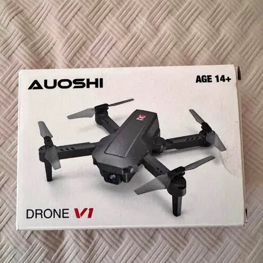 AUOSHI drone with four propellers and foldable arms, black