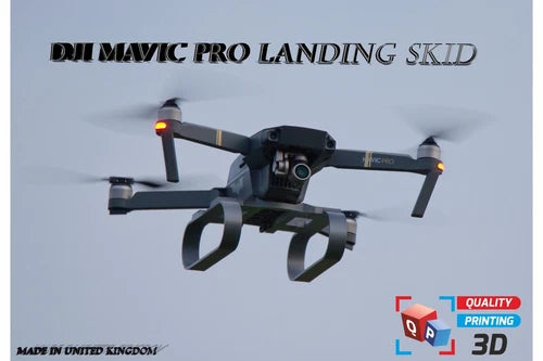 Landing skid legs for DJI Mavic Pro, black with silver 3D printed drone skids