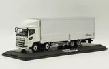 White 1/43 diecast Hino Profia container truck with black display base, front view