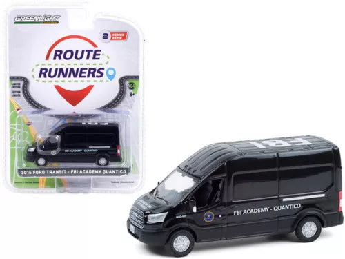 Greenlight diecast Ford Transit van, black with side markings and wheels