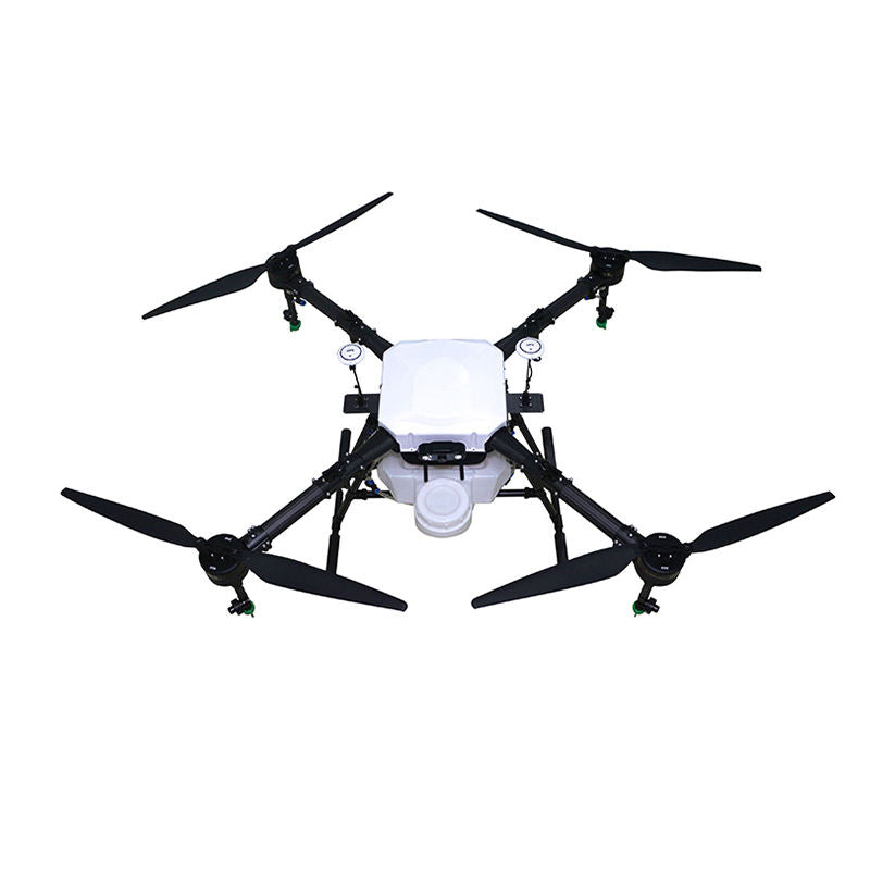 Agricultural spraying drone with quad rotors and central spray tank
