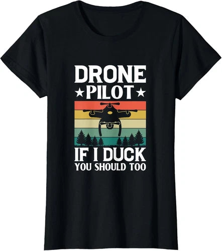 Black ladies crewneck t-shirt with “Drone Pilot” graphic