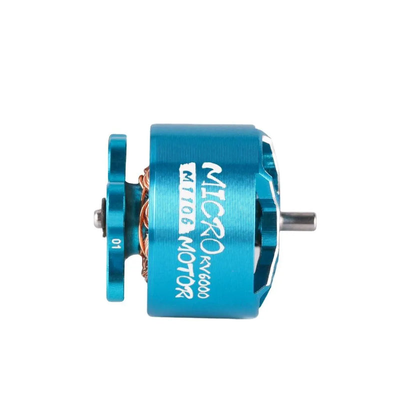 Ligpower brushless drone motor with blue housing and metal shaft, exposed wiring