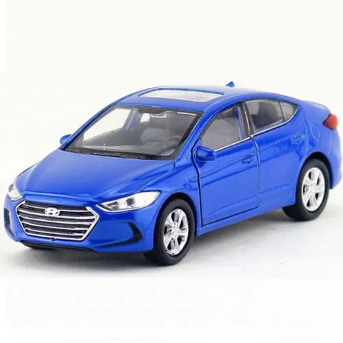 Blue 1:36 Hyundai Elantra diecast model car with detailed body and wheels