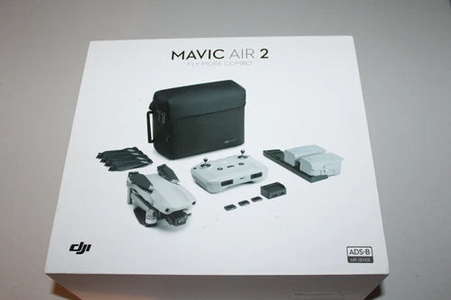 DJI Mavic Air 2 drone with Fly More Combo accessories on product box