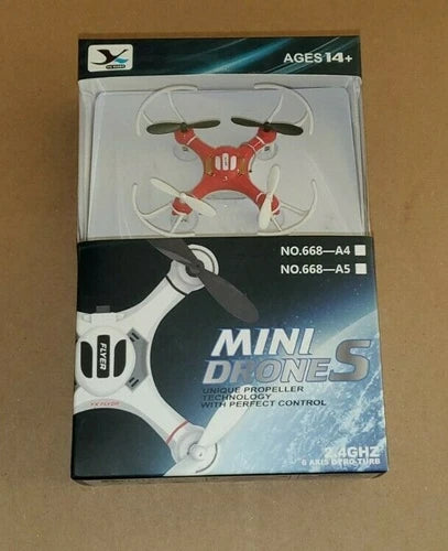 Red and white mini RC drone box with 2.4GHz 6-axis gyro and mini drones flyer