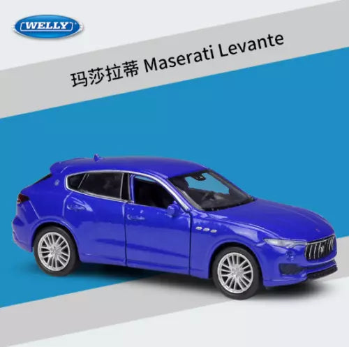 Welly 1:36 metal diecast pullback car model, purple Maserati Levante