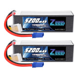 Lithium polymer battery pack with red EC5 connectors, soft case, 5200mAh 22.2V 50C