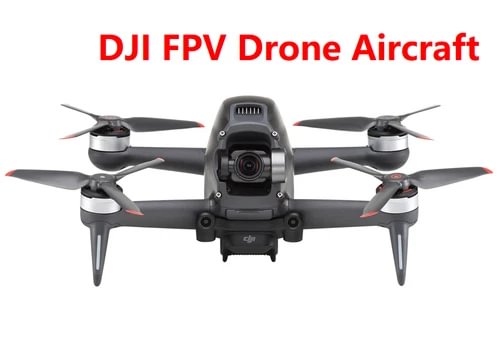 DJI FPV drone with front camera and four propellers, dark gray body