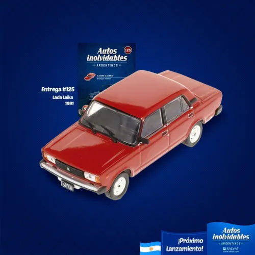 Red 1991 Lada Laika diecast car, 1:43 scale