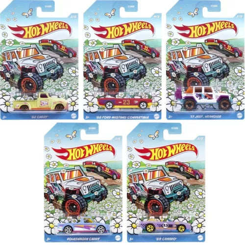 Hot Wheels 1:64 metal diecast car set, Easter mix blister cards with multiple trucks