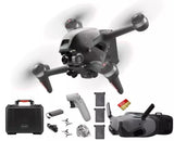 FPV drone with motion controller, gray and black, plus carrying case and accessories