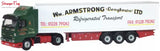 1:76 scale Scania fridge trailer model, green cab with red white insulated body