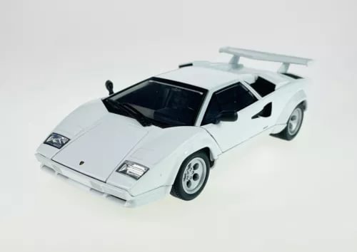 Lamborghini Countach LP500 S diecast model car, white, 1:24 scale, front three-quarter view